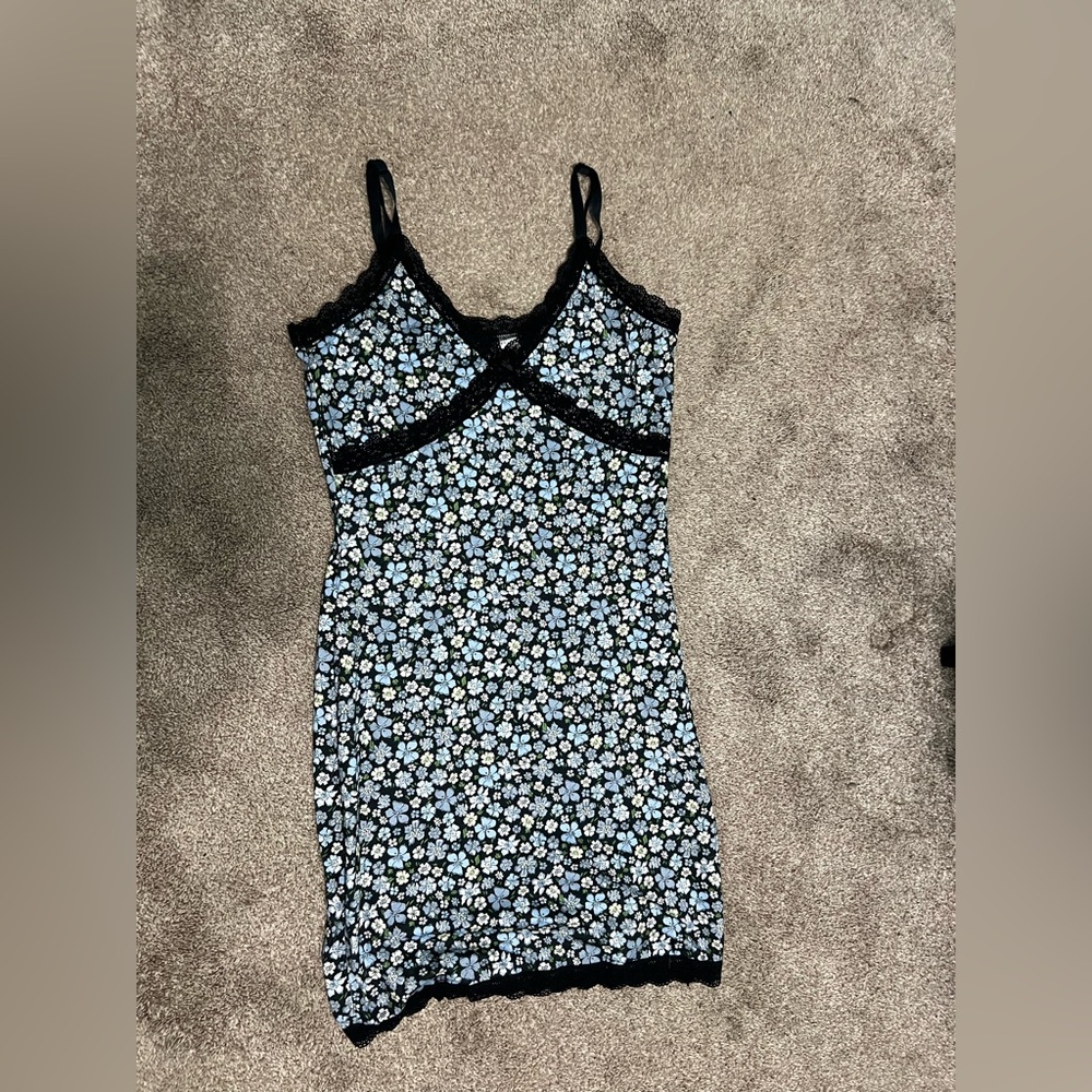 H&M Floral Lace Dress - Black and Blue